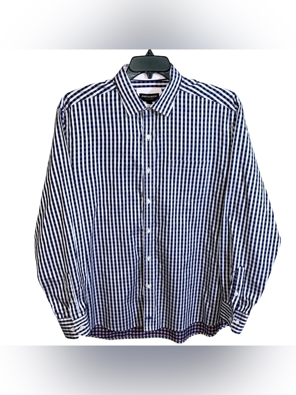 Johnston & Murphy Button Front Long Sleeve Shirt Men’s XL Blue Purple Pink Check